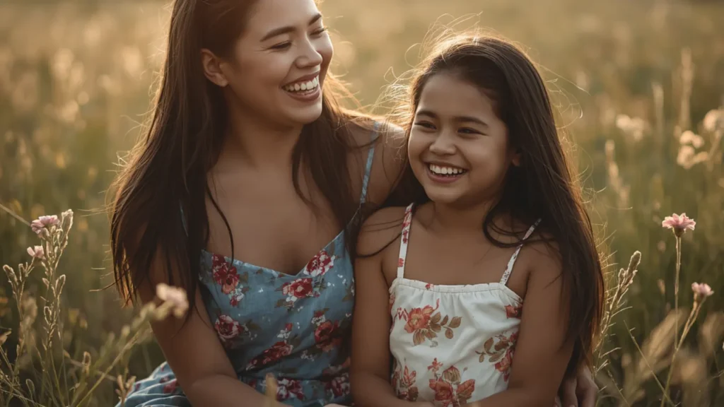 mother and daughter caption