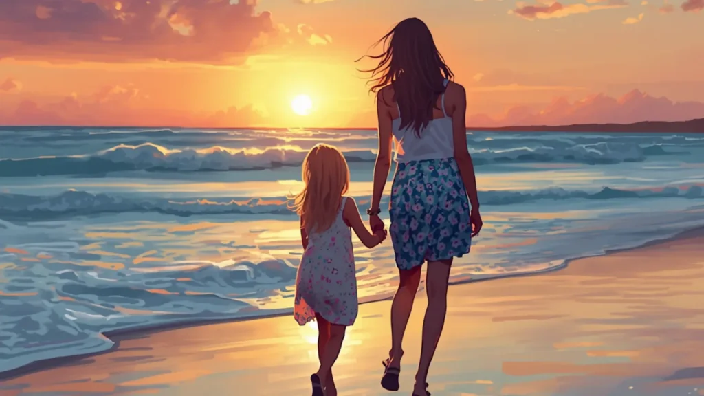 mother and daughter caption