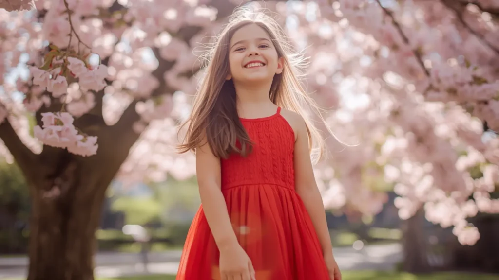 red dress caption